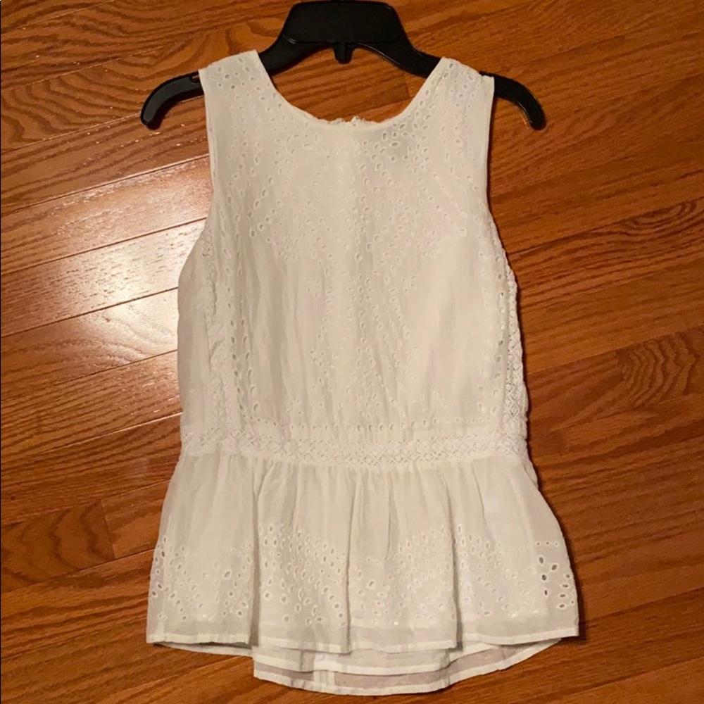 White jcrew zip up blouse